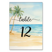 Beach and Palm Trees Elegant Wedding Table Number テーブルナンバー (正面)