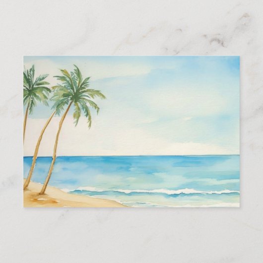 Beach and Palm Trees QR Code Rehearsal Dinner エンクロージャーカード (裏面)