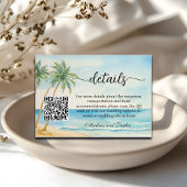 Beach and Palm Trees QR Code Wedding Details エンクロージャーカード