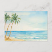 Beach and Palm Trees QR Code Wedding Details エンクロージャーカード (裏面)