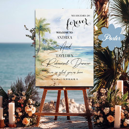Beach and Palm Trees Rehearsal Dinner Welcome ポスター