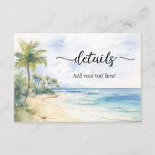 Beach and Palm Trees  Wedding Details エンクロージャーカード (正面)