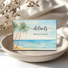 Beach and Palm Trees Wedding Details エンクロージャーカード