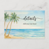 Beach and Palm Trees Wedding Details エンクロージャーカード (正面)