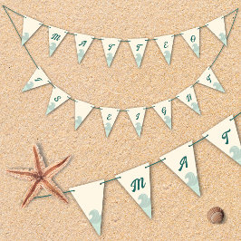 Beach and Wave Bunting Flags for Kids Birthday バンティングフラッグ