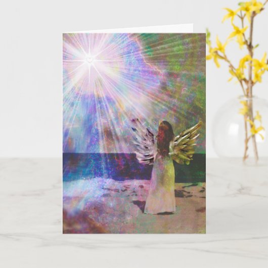 Beach Angel of Light Greeting Card カード (黄色い花)