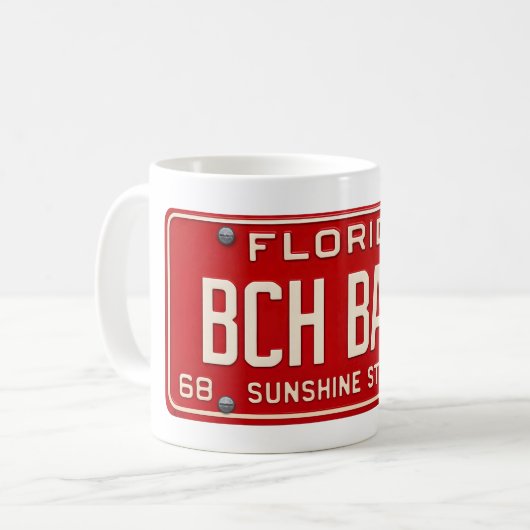 Beach Babe 1969 | Retro Red Florida License Plate コーヒーマグカップ (正面左)