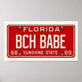 Beach Babe | Coastal Retro Florida License Plate ポスター (正面)