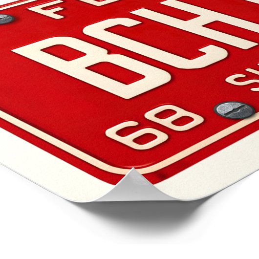 Beach Babe | Coastal Retro Florida License Plate ポスター (角)