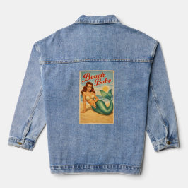 Beach Babe Pin-Up Mermaid Retro Coastal Life Jean デニムジャケット
