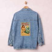 Beach Babe Pin-Up Mermaid Retro Coastal Life Jean デニムジャケット (ハンガー)
