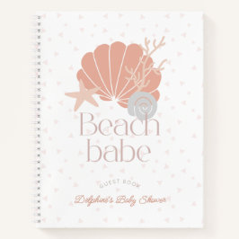 Beach Babe Seashell Pink Baby Shower Guest Book ノートブック