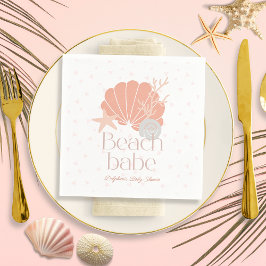 Beach Babe Seashell Pink Girl Baby Shower スタンダードカクテルナプキン