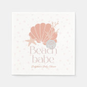 Beach Babe Seashell Pink Girl Baby Shower スタンダードカクテルナプキン (正面)