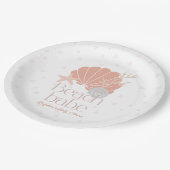 Beach Babe Seashell Pink Girl Baby Shower ペーパープレート (アングル)