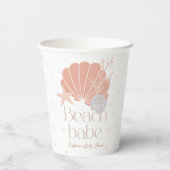 Beach Babe Seashell Pink Girl Baby Shower 紙コップ (裏面)