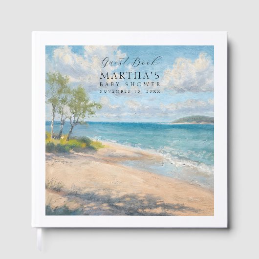 Beach Baby Guestbook Seaside Baby Shower Keepsak ゲストブック (正面)