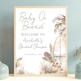 Beach Baby On Board Baby Shower Welcome Sign ポスター