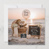 beach baby reveal pregnancy announcement card 案内状 (正面)
