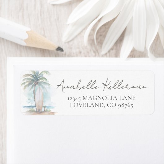 Beach Baby Shower Return Address ラベル (インサイチュ)