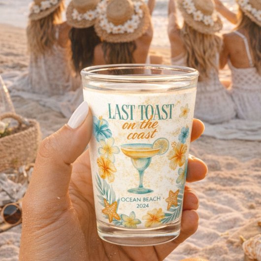 Beach Bachelorette Last Toast on the Coast Custom ショットグラス