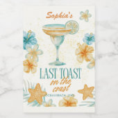 Beach Bachelorette Last Toast on the Coast Custom ワインラベル (シングルラベル)