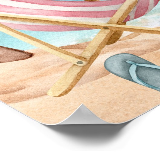 Beach Bachelorette Party Welcome Sign ポスター (角)