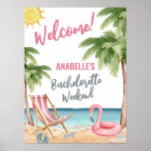 Beach Bachelorette Party Welcome Sign ポスター (正面)