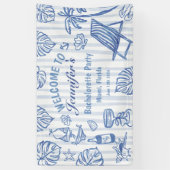 Beach BACHELORETTE Whimsical Blue Banner 横断幕 (縦)