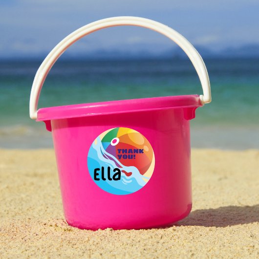 Beach Ball Pool Themed Birthday ラウンドシール