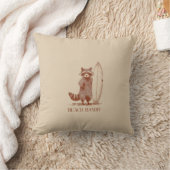 Beach Bandit Raccoon Surfer – Funny Vintage クッション (ブランケット)