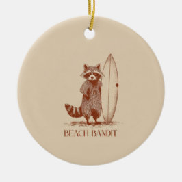 Beach Bandit Raccoon Surfer – Funny Vintage セラミックオーナメント