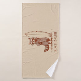 Beach Bandit Raccoon Surfer – Funny Vintage バスタオル