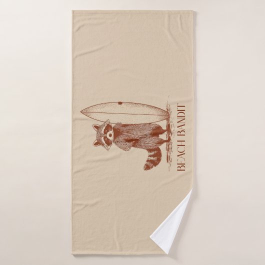 Beach Bandit Raccoon Surfer – Funny Vintage バスタオル (バスタオル)