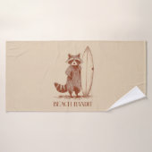 Beach Bandit Raccoon Surfer – Funny Vintage バスタオル (バスタオル)