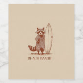 Beach Bandit Raccoon Surfer – Funny Vintage ワインラベル (シングルラベル)