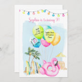 Beach Birthday Invitation, Beach Invitation 招待状 (正面/裏面)