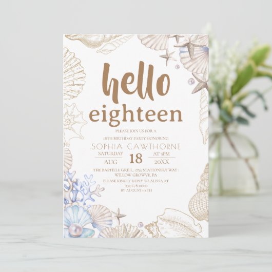  Beach Birthday Party 招待状 (スタンド正面)