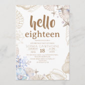  Beach Birthday Party 招待状 (正面)