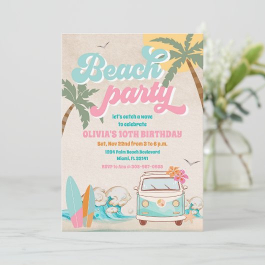 Beach Birthday Party Invitation 招待状 (スタンド正面)