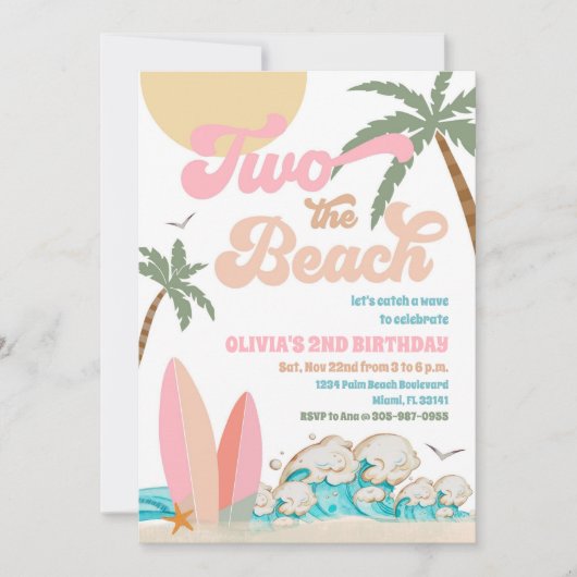 Beach Birthday Surf Party Invitation 招待状 (正面)