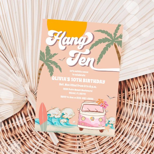 Beach Birthday Surf Party Invitation 招待状