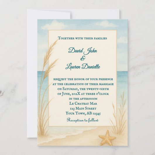 Beach Bliss Photo Wedding Invitation 招待状 (正面)