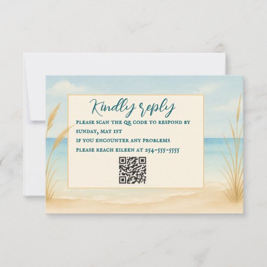 Beach Bliss QR Code RSVP Card (正面)