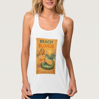 Beach Blonde Pin-Up Mermaid - Retro Coastal Life タンクトップ