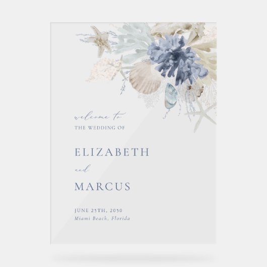 Beach Blue Acrylic Wedding Welcome Sign アクリルサイン (正面)
