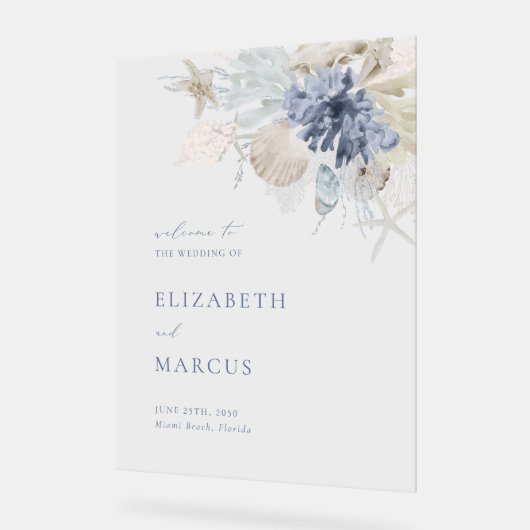 Beach Blue Acrylic Wedding Welcome Sign アクリルサイン (傾斜)