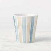 Beach Blue Cream Stripes カフェラテマグ (正面)