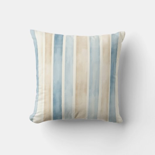 Beach Blue Cream Stripes クッション (正面)