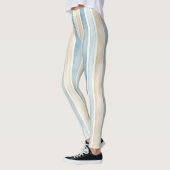 Beach Blue Cream Stripes レギンス (左)